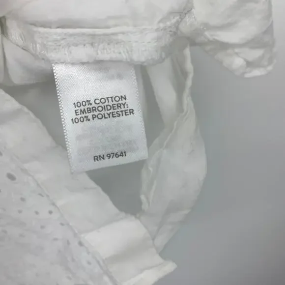 J Jill White Eyelet Embroidered Button Front Blouse Womens Large Cotton Boho Top - Picture 6 of 6